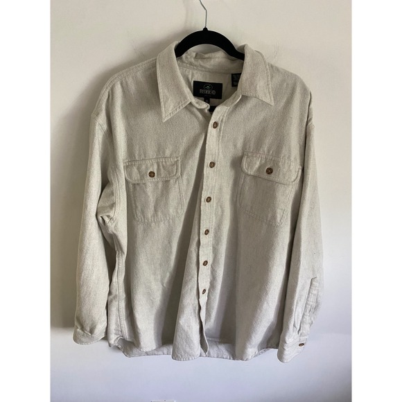 Red Head Other - Red Head Mens Flannel Shirt XL Beige Cotton Long‎ Sleeve Button Down Pockets